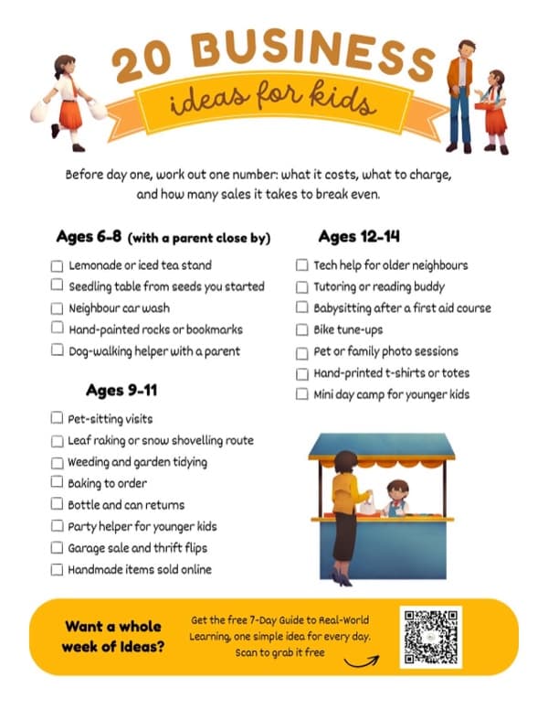 Kid Business Ideas: 20 Real Ones, Sorted by Age printable