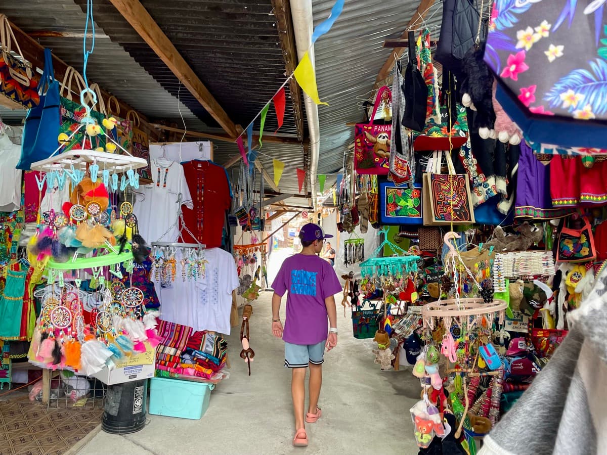 Kid exploring a colourful local market