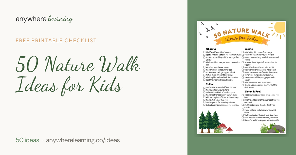 Nature Walk Checklist for Kids: 50 Printable Ideas (Free PDF)